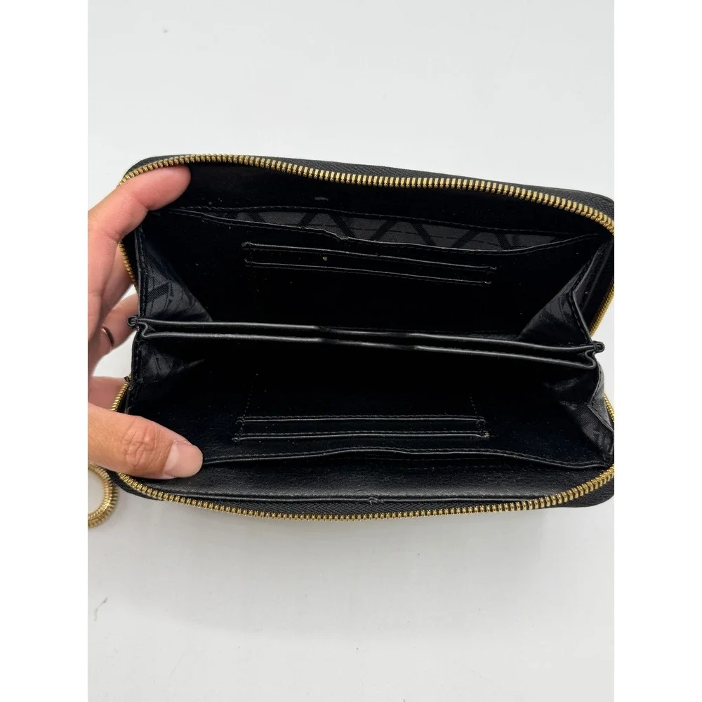 ZAC Zac Posen Metallic Snake Embossed Bow Zip Around Wristlet Wallet AS IS